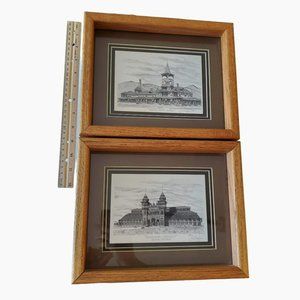 J E Coyle Art Prints, Signed Framed Matted, 1970s, Broadwater Helena Montana